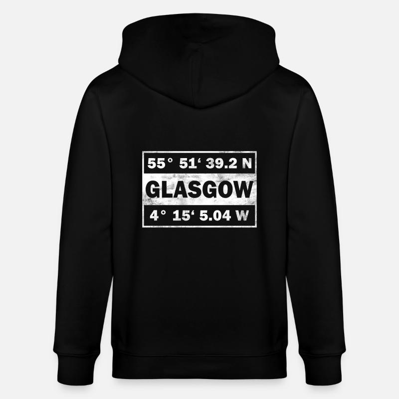 Glasgow Écosse Coordonnées Glasgow - Veste à capuche bio CULTIVATOR Stanley/Stella Unisexe - noir