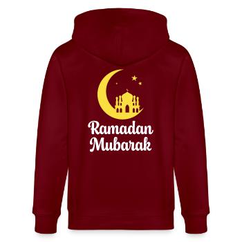 Ramadan Murbarak - Stanley/Stella CULTIVATOR  Unisex Organic Hooded Jacket - burgundy - Back - Anna (173cm)