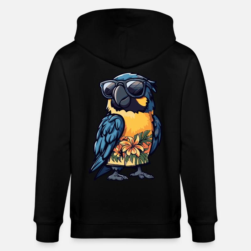 Parrot Comic Funny Summer - Stanley/Stella CULTIVATOR  Unisex Organic Hooded Jacket - black