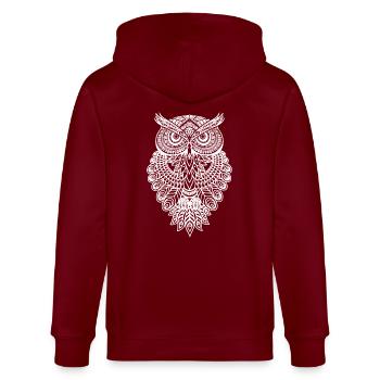 Hibou Owl Graphiques Art Cadeau Mandala - Veste à capuche bio CULTIVATOR Stanley/Stella Unisexe - bordeaux - Dos - Anna (173cm)