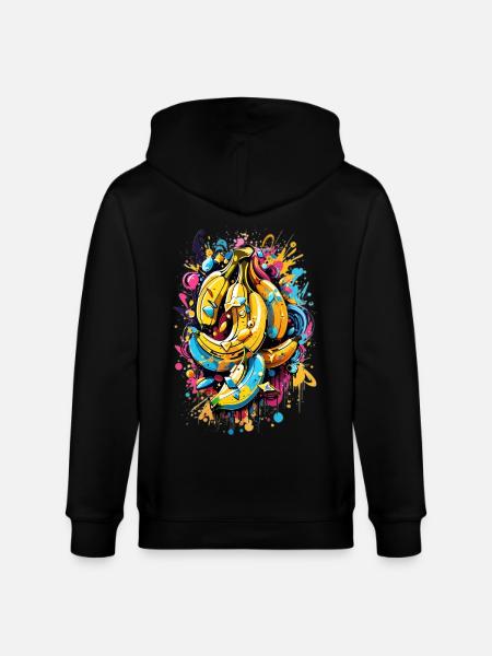 Graffiti bananer - Stanley/Stella økologisk unisex-hættejakke CULTIVATOR  - sort
