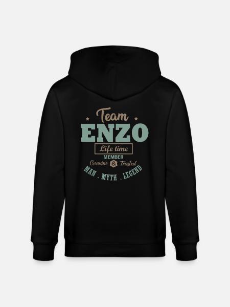 Voornaam ENZO TEAM gepersonaliseerd geschenk Enzo - Stanley/Stella Uniseks bio-ziphoodie CULTIVATOR  - zwart