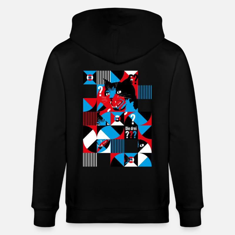 Die Drei ??? Abstraktes Katzen-Design - Stanley/Stella Unisex Bio-Kapuzenjacke CULTIVATOR  - Schwarz