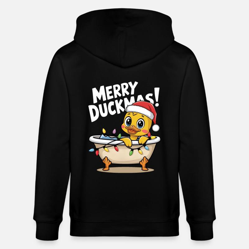 Ente Weihnachten Weihnachtspullover Merry Duckmas - Stanley/Stella Unisex Bio-Kapuzenjacke CULTIVATOR  - Schwarz