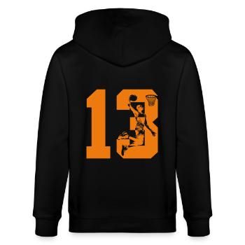 NUMMER 13 BASKETBALL 13. GEBURTSTAG - Stanley/Stella Unisex Bio-Kapuzenjacke CULTIVATOR  - Schwarz - Hinten - Anna (173cm)