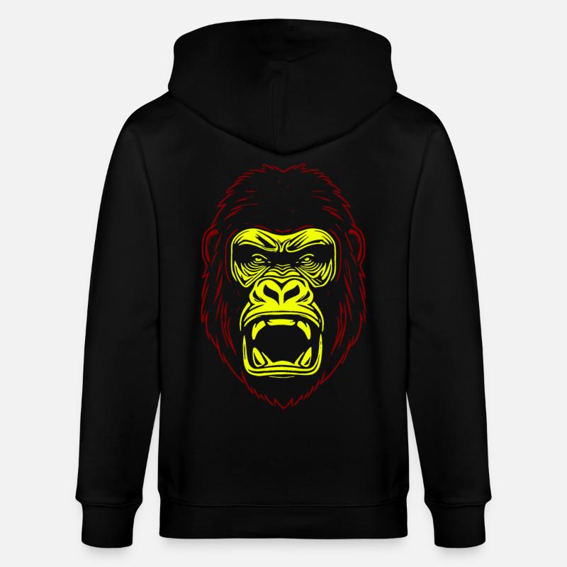 Menschen Affe - Gorilla - Stanley/Stella Unisex Bio-Kapuzenjacke CULTIVATOR  - Schwarz