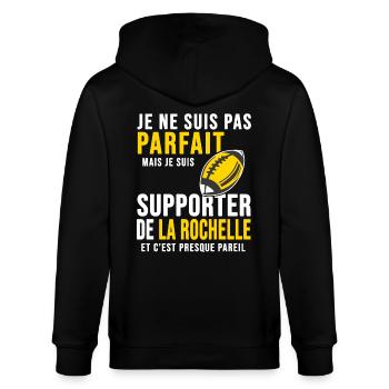 supporter rugby stade La Rochelle club rugby - Veste à capuche bio CULTIVATOR Stanley/Stella Unisexe - noir - Dos - Anna (173cm)