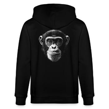 Schimpanse Portrait Wildlife Wildtier Dschungel - Stanley/Stella Unisex Bio-Kapuzenjacke CULTIVATOR  - Schwarz - Hinten - Anna (173cm)
