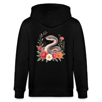 Lunar New Year - Schlange 2025 - Stanley/Stella Unisex Bio-Kapuzenjacke CULTIVATOR  - Schwarz - Hinten - Anna (173cm)