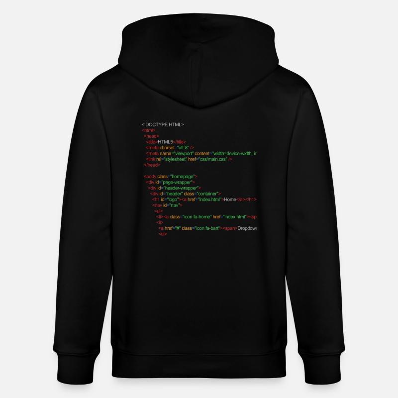 Code HTML5 - Veste à capuche bio CULTIVATOR Stanley/Stella Unisexe - noir