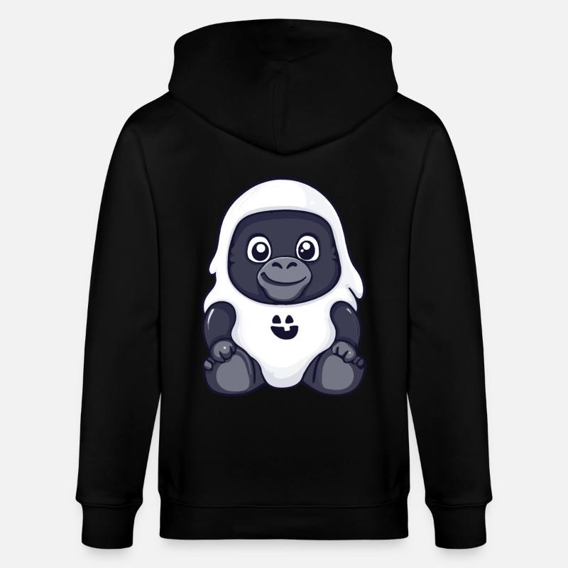 Gorilla Halloween Comic Ghost - Stanley/Stella CULTIVATOR  Unisex Organic Hooded Jacket - black