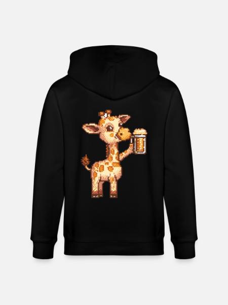 Giraffe Pixel Beer - Stanley/Stella CULTIVATOR Unisex Organic Hooded Jacket - black