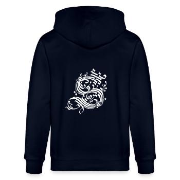 Noyau médiéval Initiales médiévales Noyau de château - Veste à capuche bio CULTIVATOR Stanley/Stella Unisexe - marine - Dos - Anna (173cm)