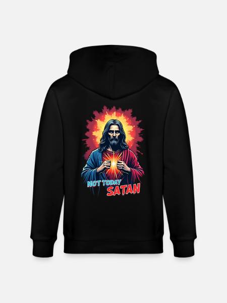 Not today satan - Stanley/Stella CULTIVATOR  Unisex Organic Hooded Jacket - black