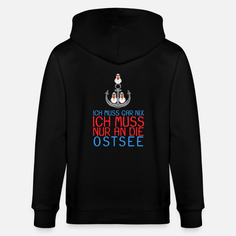 Ostsee Anker Möwe Geschenk - Stanley/Stella Unisex Bio-Kapuzenjacke CULTIVATOR  - Schwarz