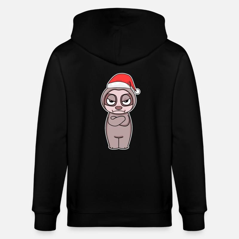 Faultier Weihnachten - Stanley/Stella Unisex Bio-Kapuzenjacke CULTIVATOR  - Schwarz