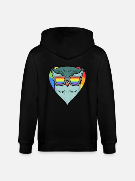 LGBT Tier Eule Regenbogen - Stanley/Stella Unisex Bio-Kapuzenjacke CULTIVATOR - Schwarz