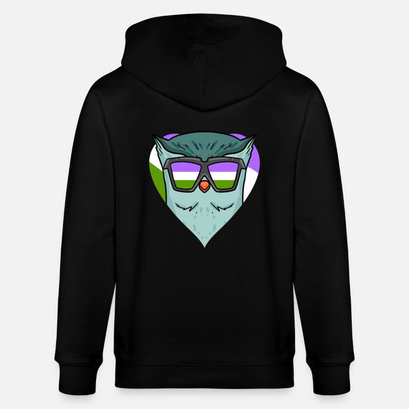 Genderqueer Eule - Stanley/Stella Unisex Bio-Kapuzenjacke CULTIVATOR  - Schwarz