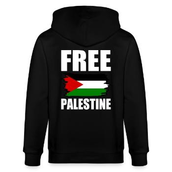 Free palestine - Stanley/Stella Unisex Bio-Kapuzenjacke CULTIVATOR  - Schwarz - Hinten - Anna (173cm)