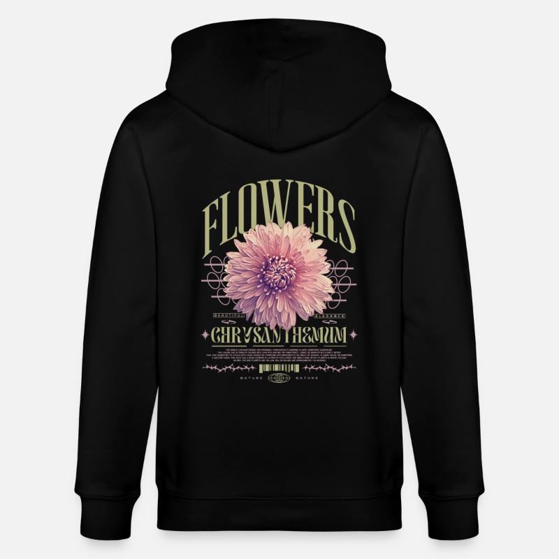 Chrysanthème Fleurs de chrysanthème - Veste à capuche bio CULTIVATOR Stanley/Stella Unisexe - noir