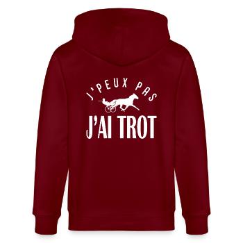 J'peux pas j'ai trot humour cheval équitation - Veste à capuche bio CULTIVATOR Stanley/Stella Unisexe - bordeaux - Dos - Anna (173cm)