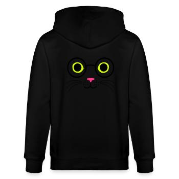 Katze Brille - Stanley/Stella Unisex Bio-Kapuzenjacke CULTIVATOR  - Schwarz - Hinten - Anna (173cm)