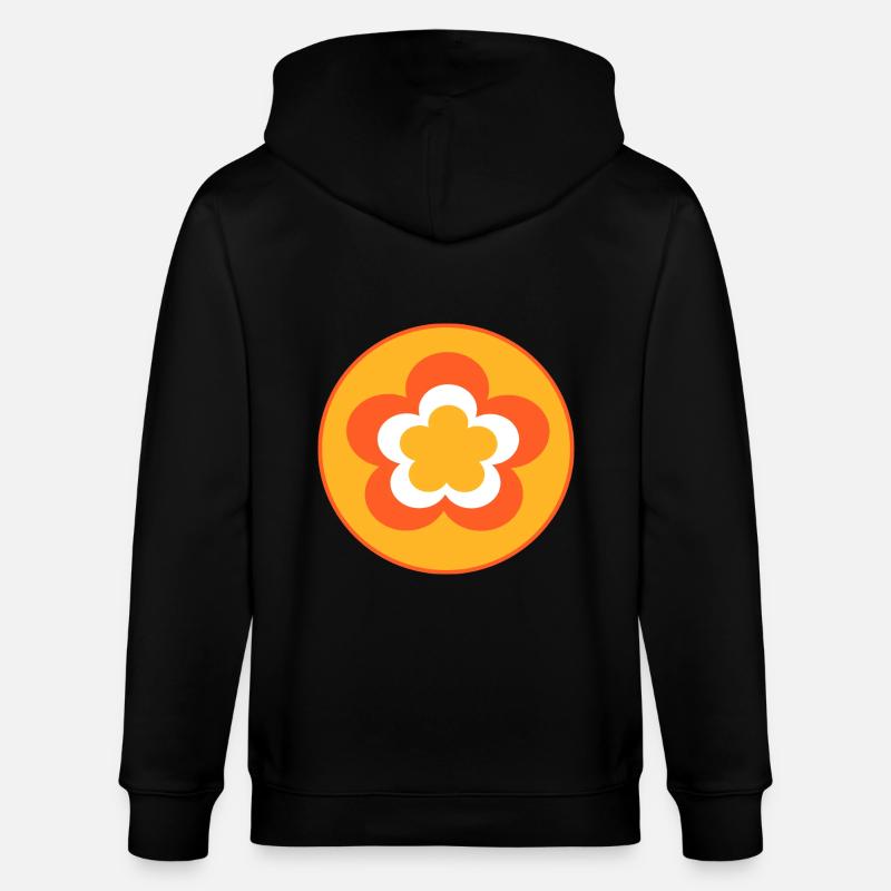 70er Jahre Blume Muster - Stanley/Stella Unisex Bio-Kapuzenjacke CULTIVATOR  - Schwarz