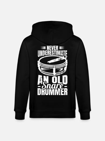Never underestimate an old drummer - Stanley/Stella CULTIVATOR  Unisex Organic Hooded Jacket - black