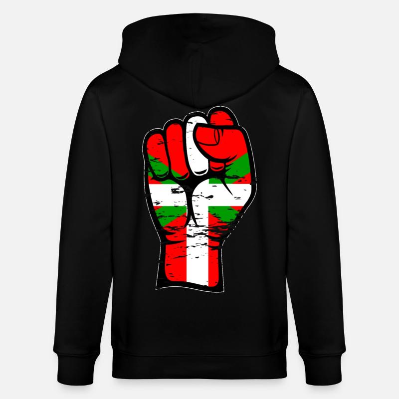 Baskische Flagge Faust used - Stanley/Stella Unisex Bio-Kapuzenjacke CULTIVATOR - Schwarz