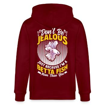 Siamesisches Kampffisch-Mama-Aquarist-Aquarium - Stanley/Stella Unisex Bio-Kapuzenjacke CULTIVATOR  - Burgunderrot - Hinten - Anna (173cm)
