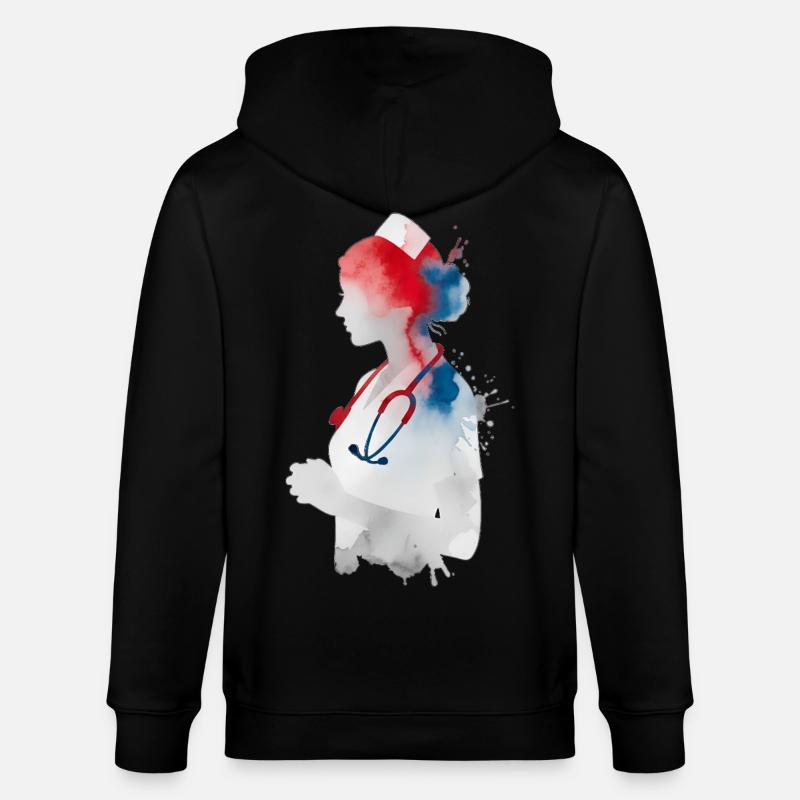 Infirmière Aquarelle Stéthoscope Infirmière - Veste à capuche bio CULTIVATOR Stanley/Stella Unisexe - noir