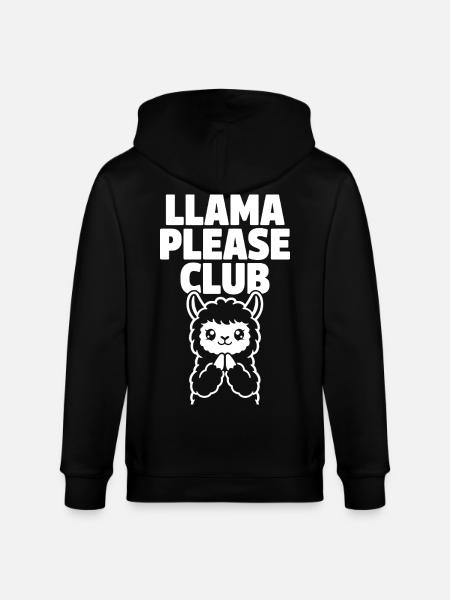 Llama Please Club – Cute Llama - Stanley/Stella CULTIVATOR Unisex Organic Hooded Jacket - black