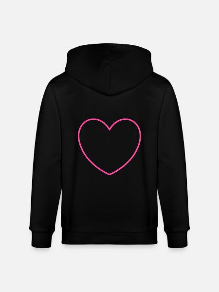 Pink Heart, Valentines Gift - Stanley/Stella CULTIVATOR Unisex Organic Hooded Jacket - black