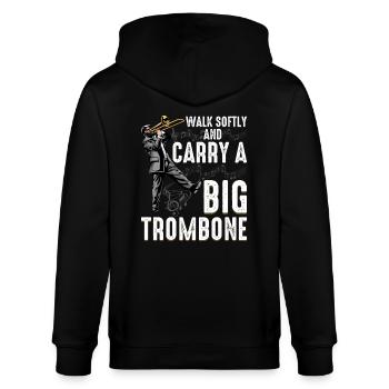 Posaunen-Humor Für Marschkapellen-Fans - Stanley/Stella Unisex Bio-Kapuzenjacke CULTIVATOR  - Schwarz - Hinten - Anna (173cm)