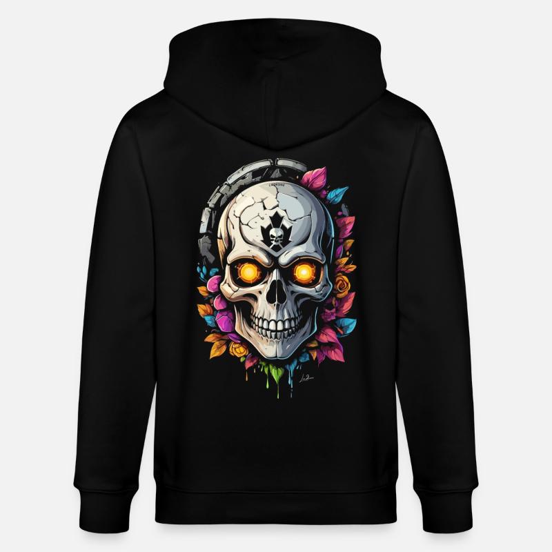 Crâne fleurs - Veste à capuche bio CULTIVATOR Stanley/Stella Unisexe - noir