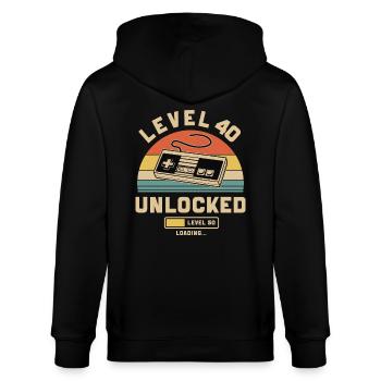 40. Geburtstag Level 40 Jahre 1985 - Stanley/Stella Unisex Bio-Kapuzenjacke CULTIVATOR  - Schwarz - Hinten - Anna (173cm)