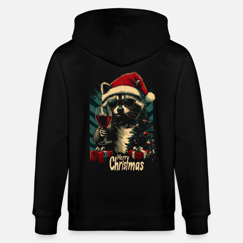 Vin de Noël raton laveur - Veste à capuche bio CULTIVATOR Stanley/Stella Unisexe - noir