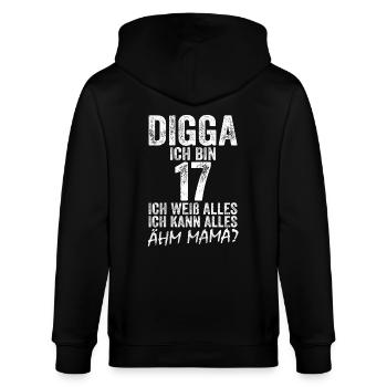 Digga ich bin 17 Ich Kann Alles 17. Geburtstag - Stanley/Stella Unisex Bio-Kapuzenjacke CULTIVATOR  - Schwarz - Hinten - Anna (173cm)