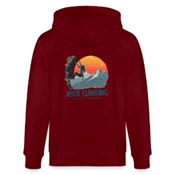 Climbing - Because Gravity Is Just a Suggestion - Stanley/Stella CULTIVATOR  Unisex Organic Hooded Jacket - burgundy - Back - Anna (173cm)
