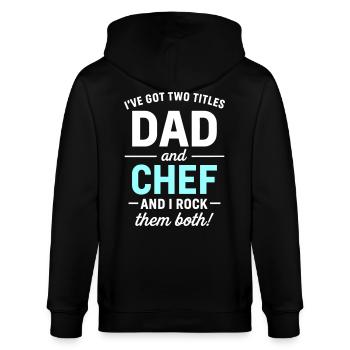 Papa und Chef Vatertagsdesign - Stanley/Stella Unisex Bio-Kapuzenjacke CULTIVATOR  - Schwarz - Hinten - Anna (173cm)