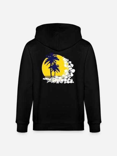 palm sunset - Stanley/Stella CULTIVATOR  Unisex Organic Hooded Jacket - black