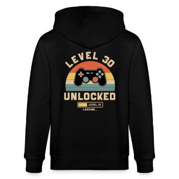 30. Geburtstag Level 30 Jahre 1995 - Stanley/Stella Unisex Bio-Kapuzenjacke CULTIVATOR  - Schwarz - Hinten - Anna (173cm)