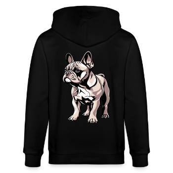 French bulldog süsser hund mit pfoten - Stanley/Stella Unisex Bio-Kapuzenjacke CULTIVATOR  - Schwarz - Hinten - Anna (173cm)