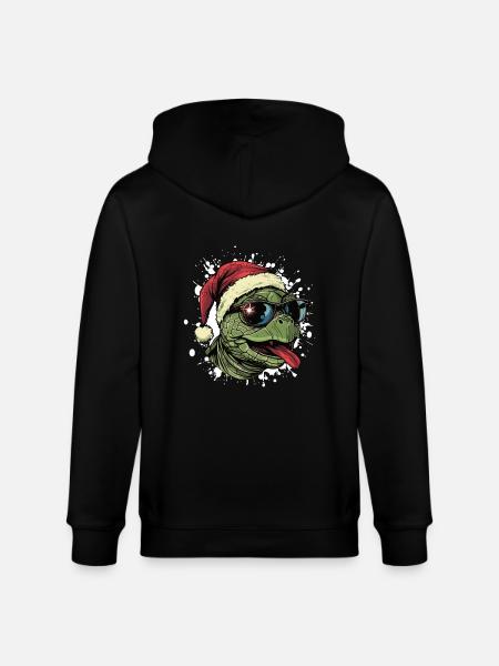 Turtle Christmas Funny - Stanley/Stella CULTIVATOR  Unisex Organic Hooded Jacket - black