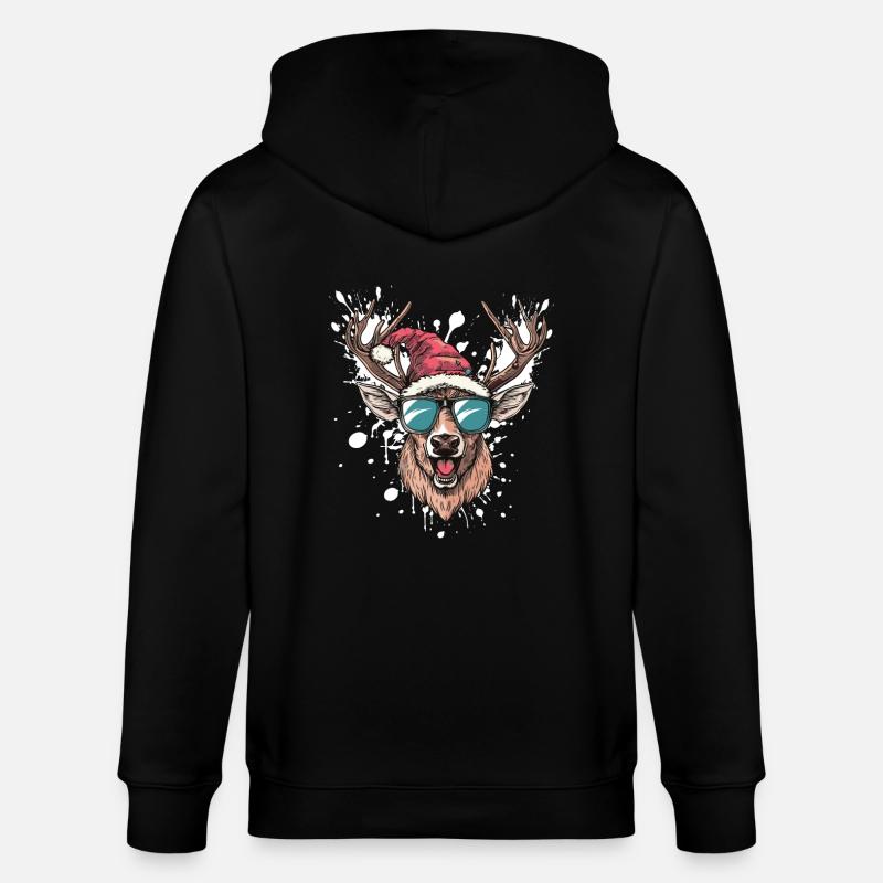 Cerf Noël Drôle - Veste à capuche bio CULTIVATOR Stanley/Stella Unisexe - noir