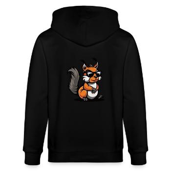 Eichhörnchen Cool Comic - Stanley/Stella Unisex Bio-Kapuzenjacke CULTIVATOR  - Schwarz - Hinten - Anna (173cm)