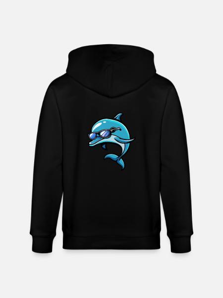 Dolphin Cool Comic - Stanley/Stella CULTIVATOR  Unisex Organic Hooded Jacket - black