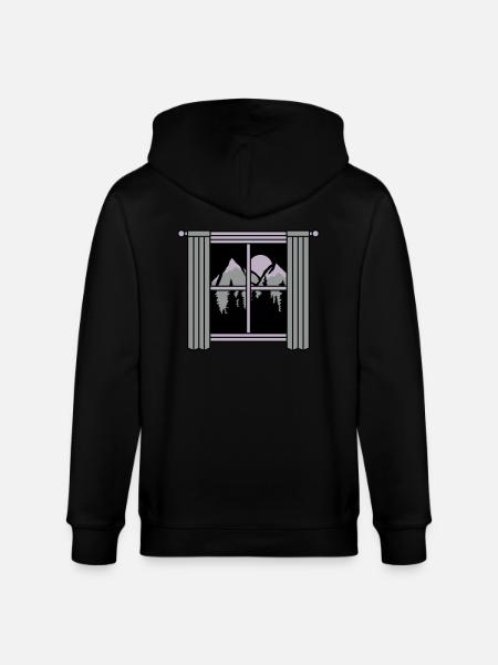 Moon Mountains View Window - Stanley/Stella CULTIVATOR  Unisex Organic Hooded Jacket - black