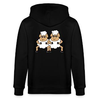 2 Schafe Gucken Müde Gelangweilt Freunde Team Crew - Stanley/Stella Unisex Bio-Kapuzenjacke CULTIVATOR  - Schwarz - Hinten - Anna (173cm)