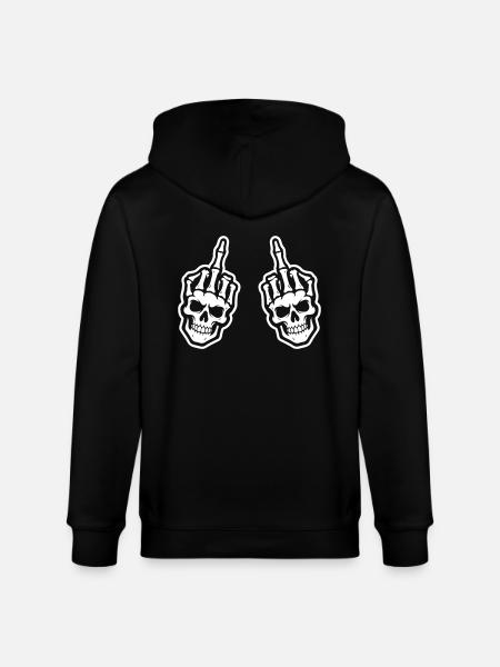 Middle Finger Skeleton Hand - Stanley/Stella CULTIVATOR  Unisex Organic Hooded Jacket - black